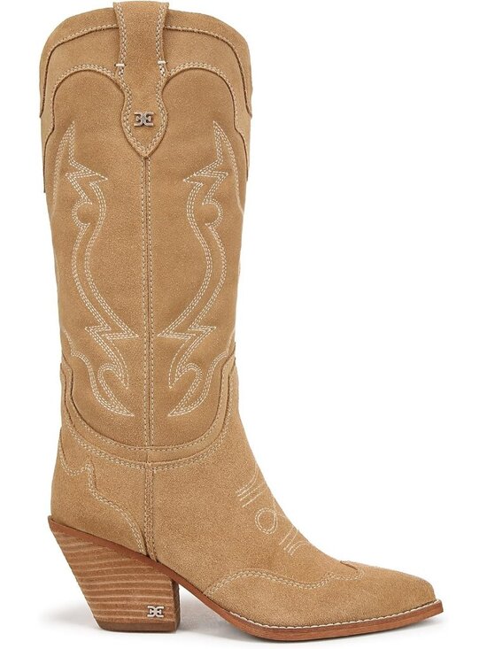 Sam Edelman Women's James Safari Tan Wide Calf Slip On Cowboy Boot Cuban heel - Picture 7 of 7